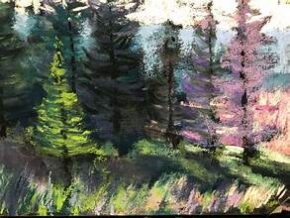 Mixed Media Spring Trees