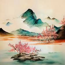 CHINESE INK & WATERCOLOR LANDSCAPE